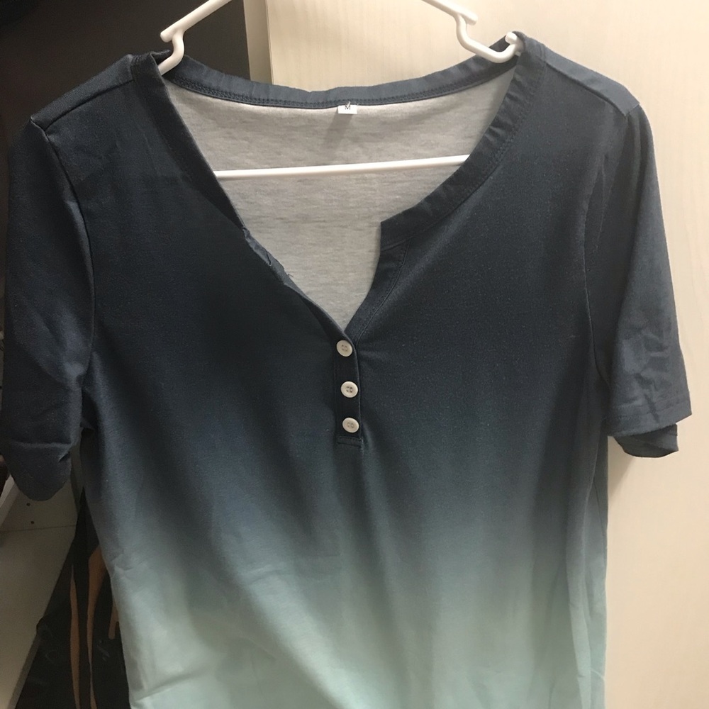 Blue and Teal Ombre Henley Shirt